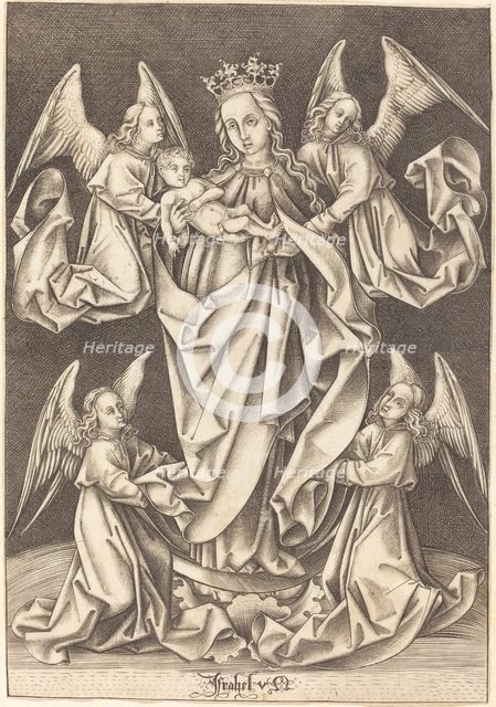 The Madonna and Child on the Crescent Supported by Four Angels, c. 1490/1500. Creator: Israhel van Meckenem.