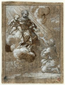 The Madonna and Child in Glory Appearing to a Kneeling Young Man, 1655/59. Creator: Bernardino Lanino