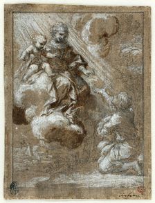The Madonna and Child in Glory Appearing to a Kneeling Young Man, 1655/59. Creator: Bernardino Lanino