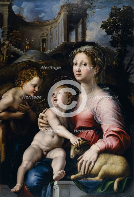 The Madonna and Child with Saint John the Baptist, 1522-1524. Creator: Giulio Romano.
