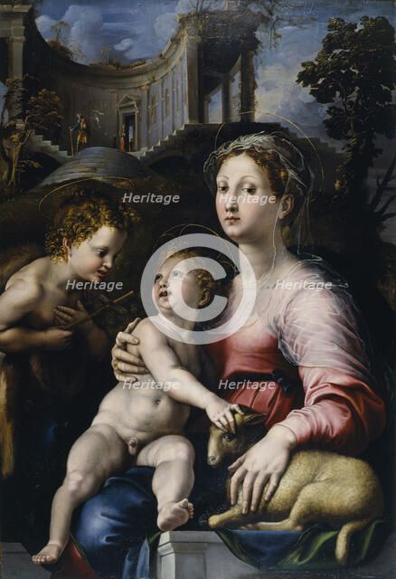 The Madonna and Child with Saint John the Baptist, 1522-1524. Creator: Giulio Romano.