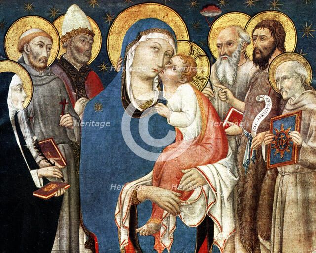 'The Madonna and Child with Saints', mid 15th century, (1931).Artist: Sano di Pietro