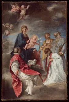 The Madonna and Child with Saints Ignatius of Loyola, Francis Xavier, Cosmas and Damian, 1629. Creator: Andrea Sacchi