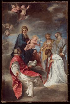 The Madonna and Child with Saints Ignatius of Loyola, Francis Xavier, Cosmas and Damian, 1629. Creator: Andrea Sacchi