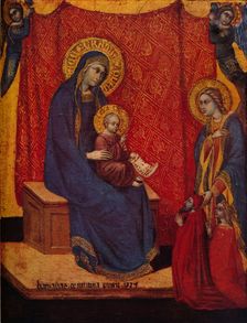 The Madonna Enthroned and Two Donors in Adoration 1374. Artist: Barnaba da Modena
