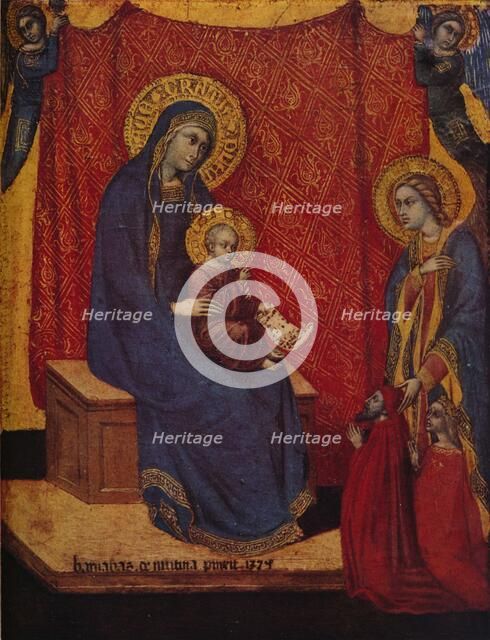 'The Madonna Enthroned and Two Donors in Adoration', 1374. Artist: Barnaba da Modena.