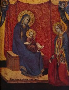 The Madonna Enthroned and Two Donors in Adoration 1374. Artist: Barnaba da Modena