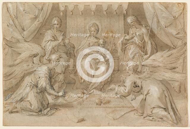 The Madonna Enthroned with Saint John the Baptist and Saint John the Evangelist, 1589. Creator: Hans von Aachen.