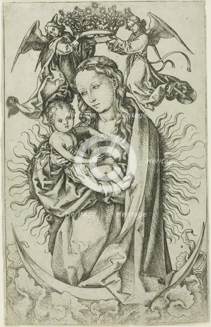 The Madonna on the Crescent Crowned by Two Angels, 1470–75. Creator: Martin Schongauer.