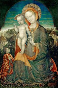 The Madonna of Humility Adored by Lionello d'Este, ca 1445. Creator: Bellini, Jacopo (c. 1400-c. 1470)