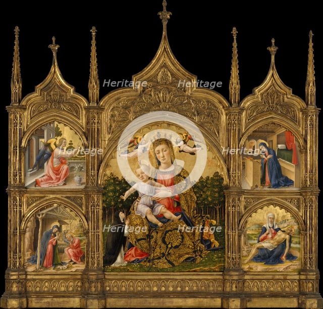 The Madonna of Humility, the Annunciation, the Nativity, and the Pietà, ca. 1465. Creator: Bartolomeo Vivarini.