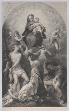 The Madonna of Saint Sebastian, with the Virgin and Child, surrounded by angels, looking d..., 1847. Creator: Achille Désiré Lefèvre