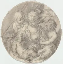 The Madonna with the Christ Child, with the infant John the Baptist and another Child, 1595/1605. Creator: Abraham Bloemaert