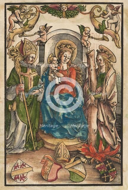 The Madonna with Saint Ulrich and Saint Afra [recto], c. 1511. Creator: Urs Graf.