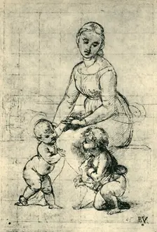 The Madonna, the Christ Child and St John, 1507, (1943). Creator: Raphael