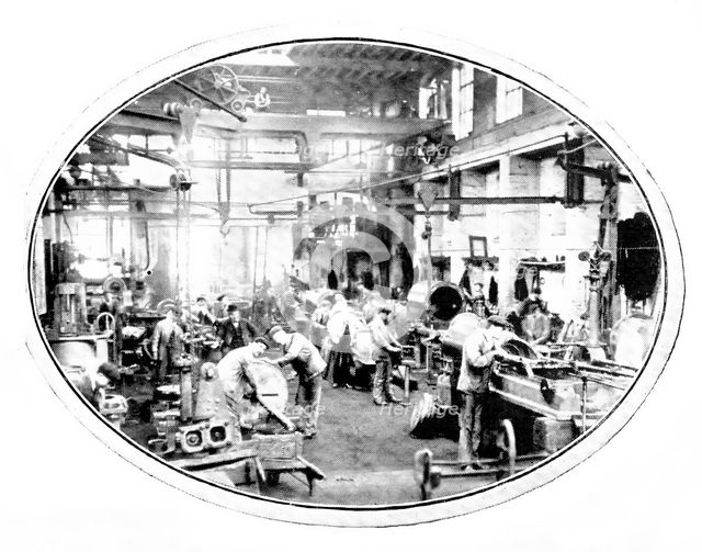 The making of the engines that drive cotton-mills: one of the erecting-shops, 1909. Creator: Unknown.