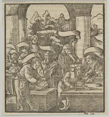 The Making of Armours, from Hymmelwagen auff dem, wer wol lebt..., 1517. Creator: Hans Schäufelein the Elder