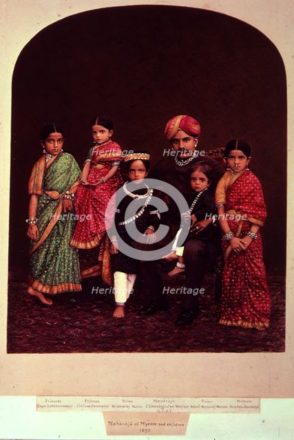 The Maharaja of Mysore and children, 1890. Creator: Unknown.