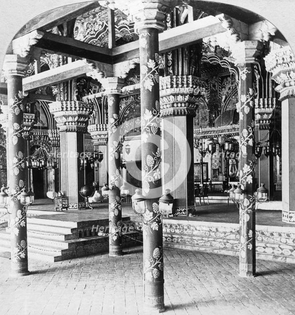The Mahratta durbar hall, Palace of the Princess of Tanjore, Tanjore (Thanjavur), India, 1901.Artist: BL Singley