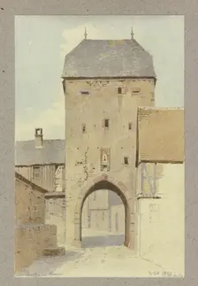 The main gate in Bergen, 1857. Creator: Carl Theodor Reiffenstein