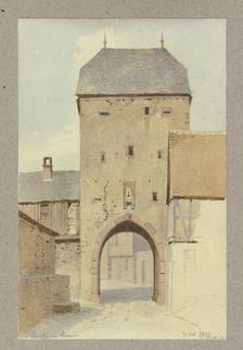 The main gate in Bergen, 1857. Creator: Carl Theodor Reiffenstein