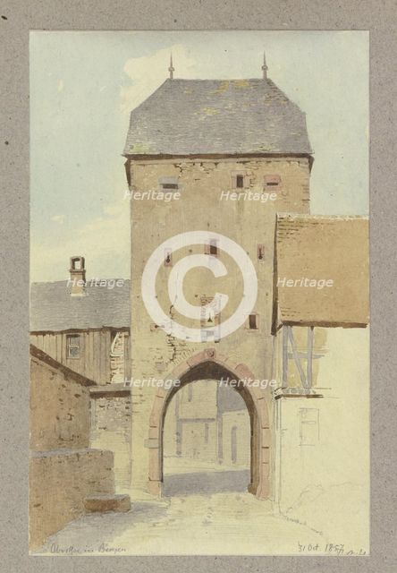The main gate in Bergen, 1857. Creator: Carl Theodor Reiffenstein.