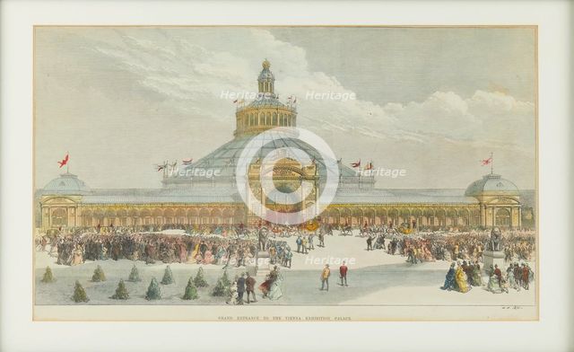 The main entrance to the Vienna Exhibition Palace, 1873. Creator: Unknown artist.