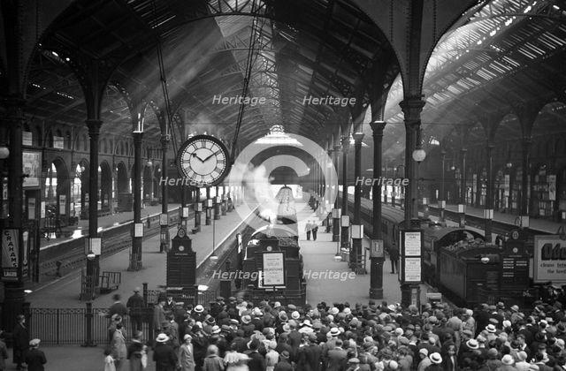 The main engine shed at Liverpool Street Station, London. Artist: Unknown
