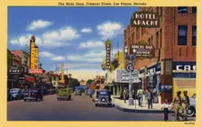The Main Stem, Fremont Street, Las Vegas, Nevada postcard, 1943