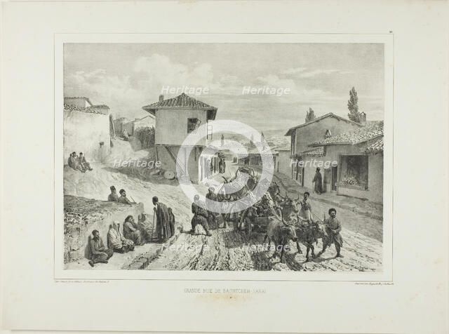 The Main Street of Baghtcheh-Saraï, Crimea, August 19, 1837, 1841. Creator: Auguste Raffet.