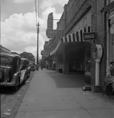 The main street, Fayetteville Street, of Siler City, North Carolina, 1939. Creator: Dorothea Lange