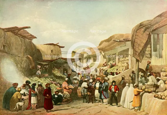 'The Main Street in the Bazaar at Kabul in the Fruit Season', c1840, (1901). Creator: James Atkinson.