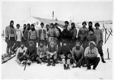 The Main Party at Cape Evans after the Winter Scott's South Pole expedition, Antarctica, 1911. Creator: Herbert Ponting