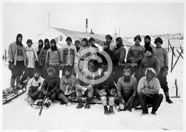 'The Main Party at Cape Evans after the Winter', Scott's South Pole expedition, Antarctica, 1911. Creator: Herbert Ponting.