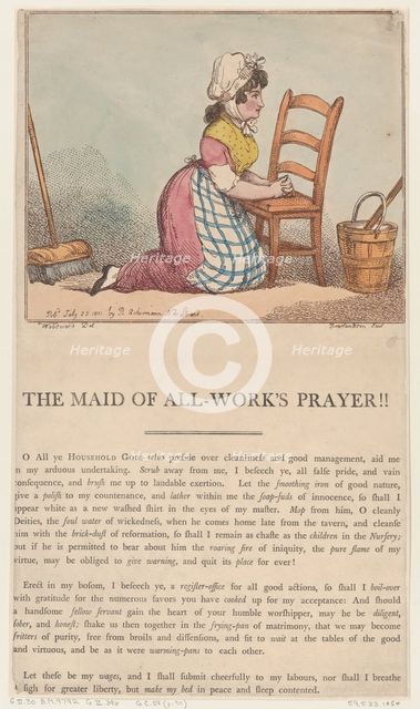 The Maid of All-Work's Prayer!!, July 25, 1801., July 25, 1801. Creator: Thomas Rowlandson.