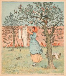 The Maid was in the Garden, Hanging out the Clothes 1880. Creator: Randolph Caldecott