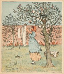 The Maid was in the Garden, Hanging out the Clothes 1880. Creator: Randolph Caldecott