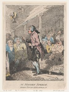 The Maiden Speech, October 5, 1785., October 5, 1785. Creator: Thomas Rowlandson