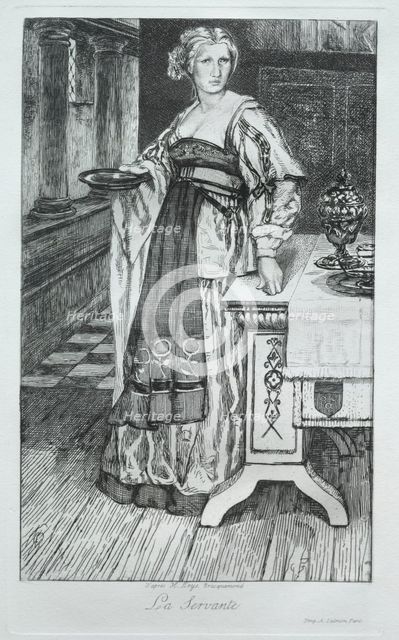 The Maidservant, after H. Leys, 1868. Creator: Félix Bracquemond (French, 1833-1914).