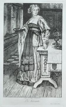 The Maidservant, after H. Leys, 1868. Creator: Félix Bracquemond (French, 1833-1914)