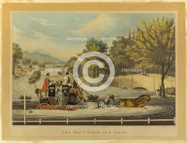 The Mail Coach in a Flood, 1827. Creator: F Rosenbourg.