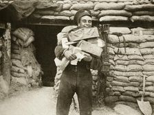 The mail arrives during the Battle of the Somme, France, World War I, 1916