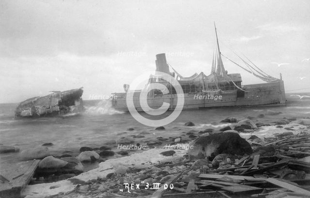 The mail Steamer 'Rex', wrecked near Lohme, on the north coast of Rügen, Germany, 1900. Creator: Otto Ohm.