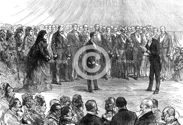 The Majority of the Prince Imperial: the Duc de Padoue reading the address at...Chiselhurst, 1874. Creator: Unknown.