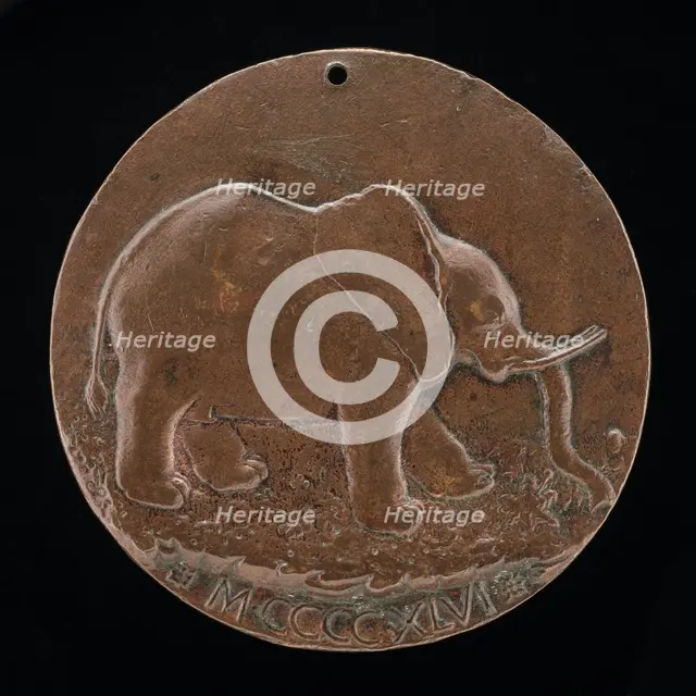 The Malatesta Elephant in a Meadow [reverse], 1446. Creator: Matteo di Andrea de Pasti.