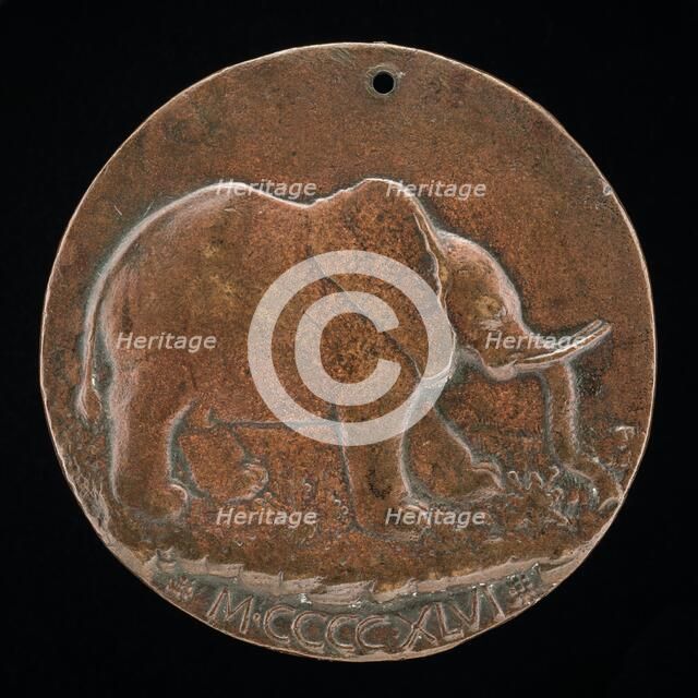 The Malatesta Elephant in a Meadow [reverse], 1446. Creator: Matteo di Andrea de Pasti.