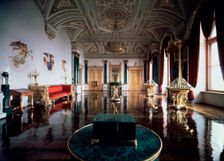 The Malachite Hall of the Winter Palace 1837-1839. Artist: Andrei Ivanovich Stakenschneider