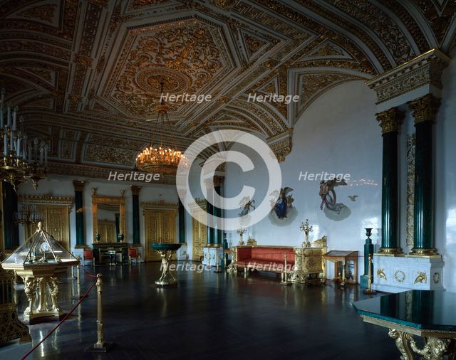 'The Malachite Hall of the Winter Palace in Saint Petersburg', 1837-1839.  Artist: Aleksandr Bryullov