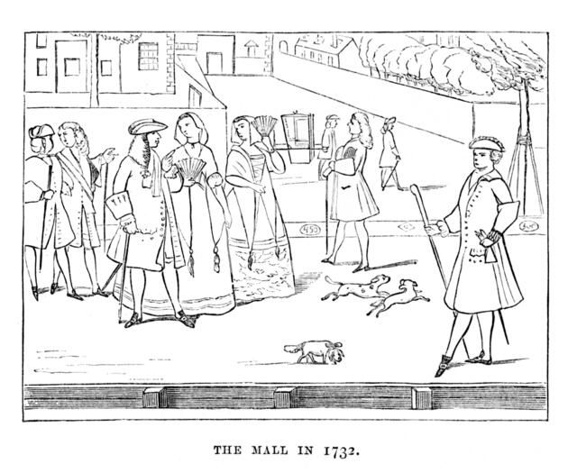 'The Mall in 1732', c1870. Artist: Unknown.