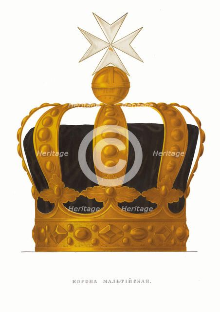 The Maltese crown of Tsar Paul I. From the Antiquities of the Russian State, 1849-1853. Creator: Solntsev, Fyodor Grigoryevich (1801-1892).